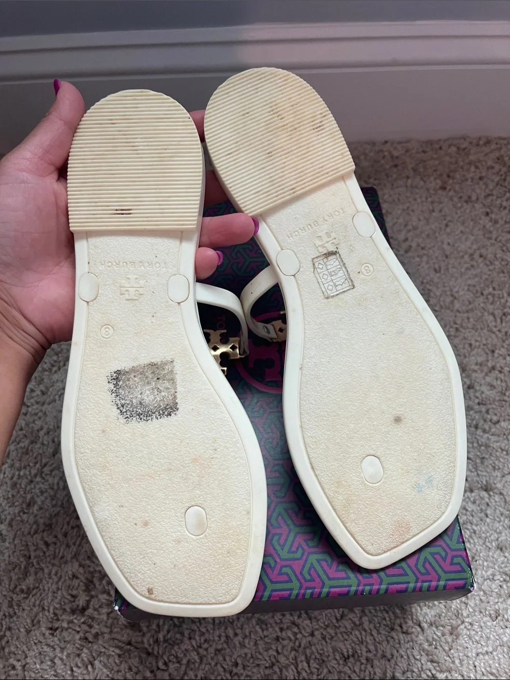 Tory Burch Ivory/Gold Roxanne Jelly sandals